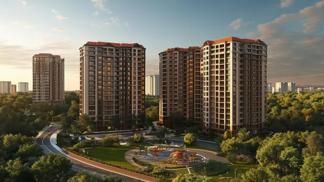 Illustration of a residential building, shown for Highcity